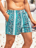Floral Striped Printed Swim Shorts