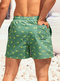 Animal Patched Print Drawstring Swim Trunks