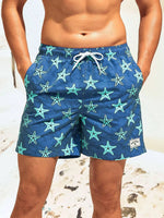 Printed Letter Patched Waist Swim Trunks