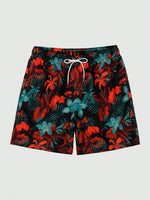 Drawstring All Over Print Tropical Trunks