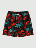 Drawstring All Over Print Tropical Trunks