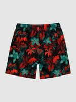 Drawstring All Over Print Tropical Trunks