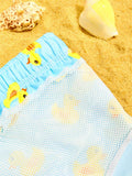 Duck Print Drawstring Waist Swim Trunks