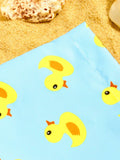 Duck Print Drawstring Waist Swim Trunks