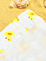 Duck Print Drawstring Waist Swim Trunks