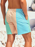 Striped Print Drawstring Beach Shorts