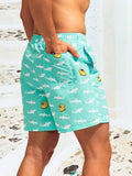 Cartoon Duck Print Swim Shorts