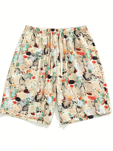 Woven Fabric Drawstring Swim Trunks