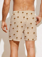 Allover Coconut Tree Print Beach Shorts