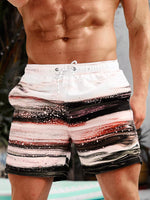 Brush Print Drawstring Waist Swim Shorts