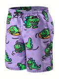 Cartoon Crocodile Print Swim Shorts