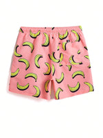 Banana Printed Waist Swim Trunks