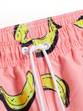 Banana Printed Waist Swim Trunks