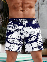 Graphic Print Drawstring Waist Swim Trunks