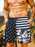 Striped And Star Print Swim Shorts