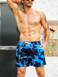 Printed Drawstring Waist Swim Trunks