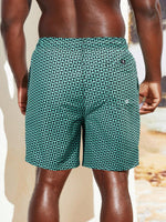 Geometric Graphic Letter Patched Swim Trunks