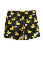 Duck And Letter Graphic Print Shorts