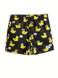 Duck And Letter Graphic Swim Trunks