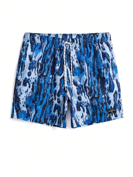 Non Stretch Allover Print Swim Trunks