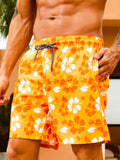 Flower Patterned Waist Swim Trunks