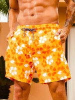 Flower Patterned Waist Swim Trunks