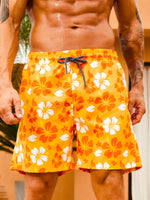 Flower Patterned Waist Swim Trunks