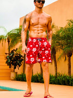 Flower Patterned Waist Swim Trunks