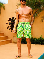 Flower Patterned Waist Swim Trunks