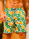 Lemon Print Non Stretch Swim Trunks