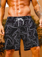 Print Drawstring Swim Trunks