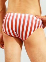 Striped Print Swim Brief