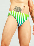 Striped Print Swim Brief