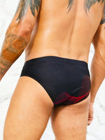 High Stretch Striped Print Swim Brief