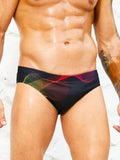 High Stretch Striped Print Swim Brief