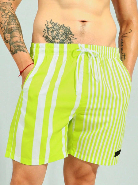 Striped Patterned Drawstring Swim Shorts