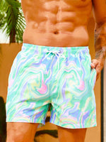 Allover Print Swim Trunks With Pocket