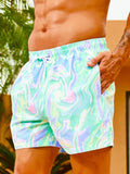 Allover Print Swim Trunks With Pocket