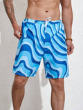 Wave Striped Swim Trunks