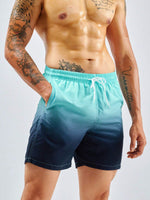 Striped Drawstring Waist Swim Shorts With Pocket Detail