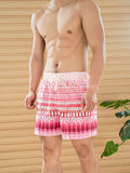 Geometric Print Drawstring Swim Trunks