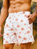 Coconut Tree Print Swim Trunks