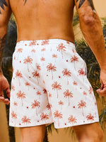 Coconut Tree Print Swim Trunks