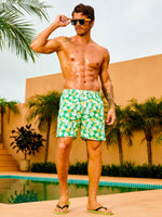 Floral Printed Drawstring Swim Trunks