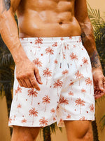 Coconut Tree Print Swim Trunks