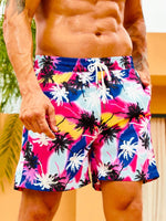 Allover Coconut Tree Print Swim Shorts