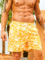 Non Stretch Floral Printed Swim Trunks