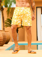 Non Stretch Floral Printed Swim Trunks