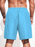 Allover Print Drawstring Swim Trunks