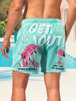 Cartoon And Letter Print Swim Shorts